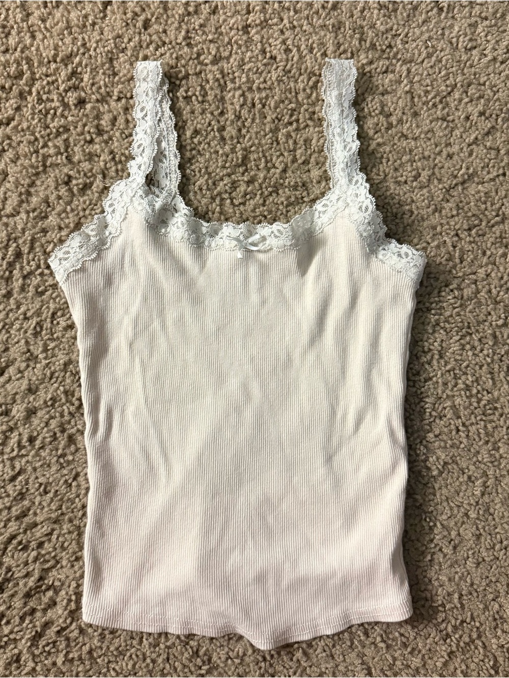 Hollister Lace Trim Ribbed Tank Top - Light Pink